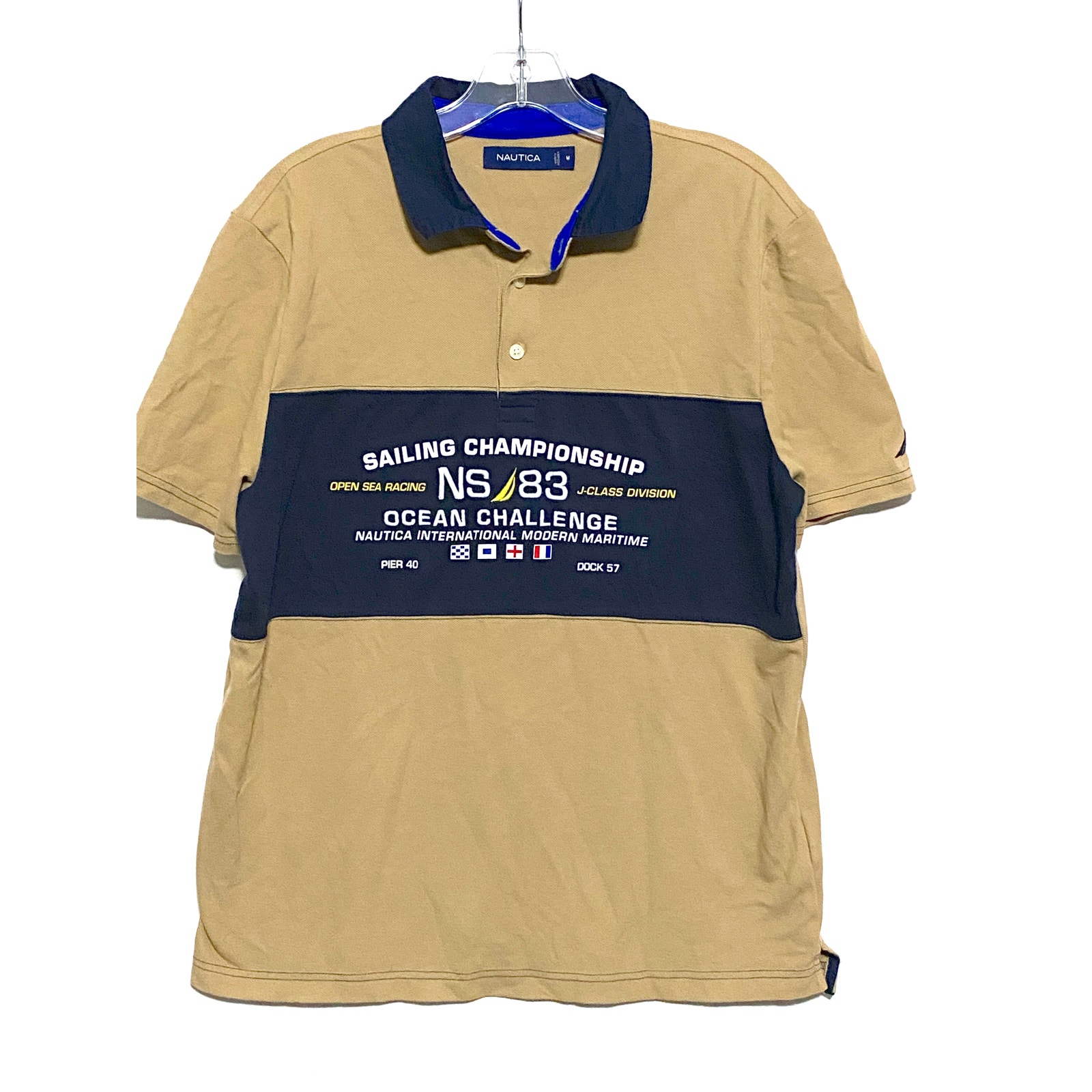 Nautica Sailing Championship Colorblock Polo Shirt Mens M Nautical Rugby Regatta